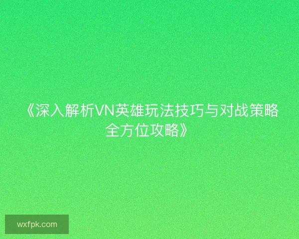 《深入解析VN英雄玩法技巧与对战策略全方位攻略》